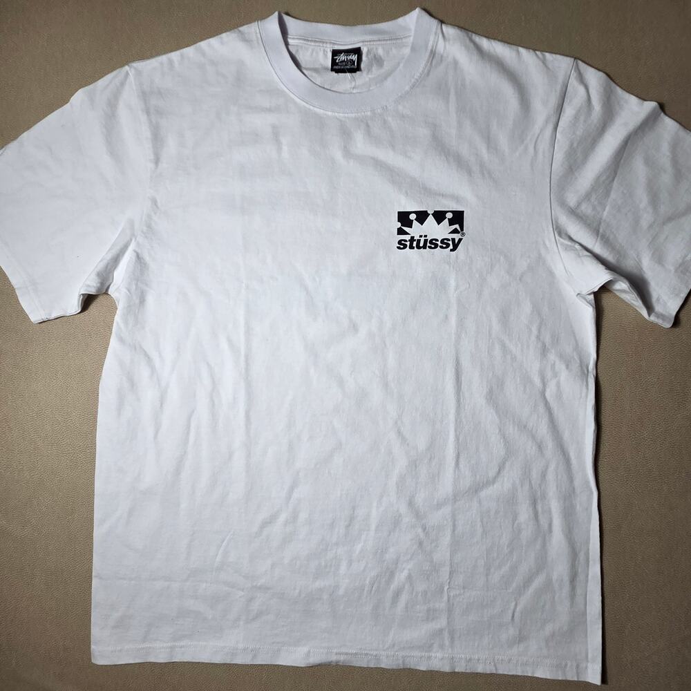 Stussy Box Crown Tee White Short Sleeve Graphic T-Shirt Mens Size Large NWT